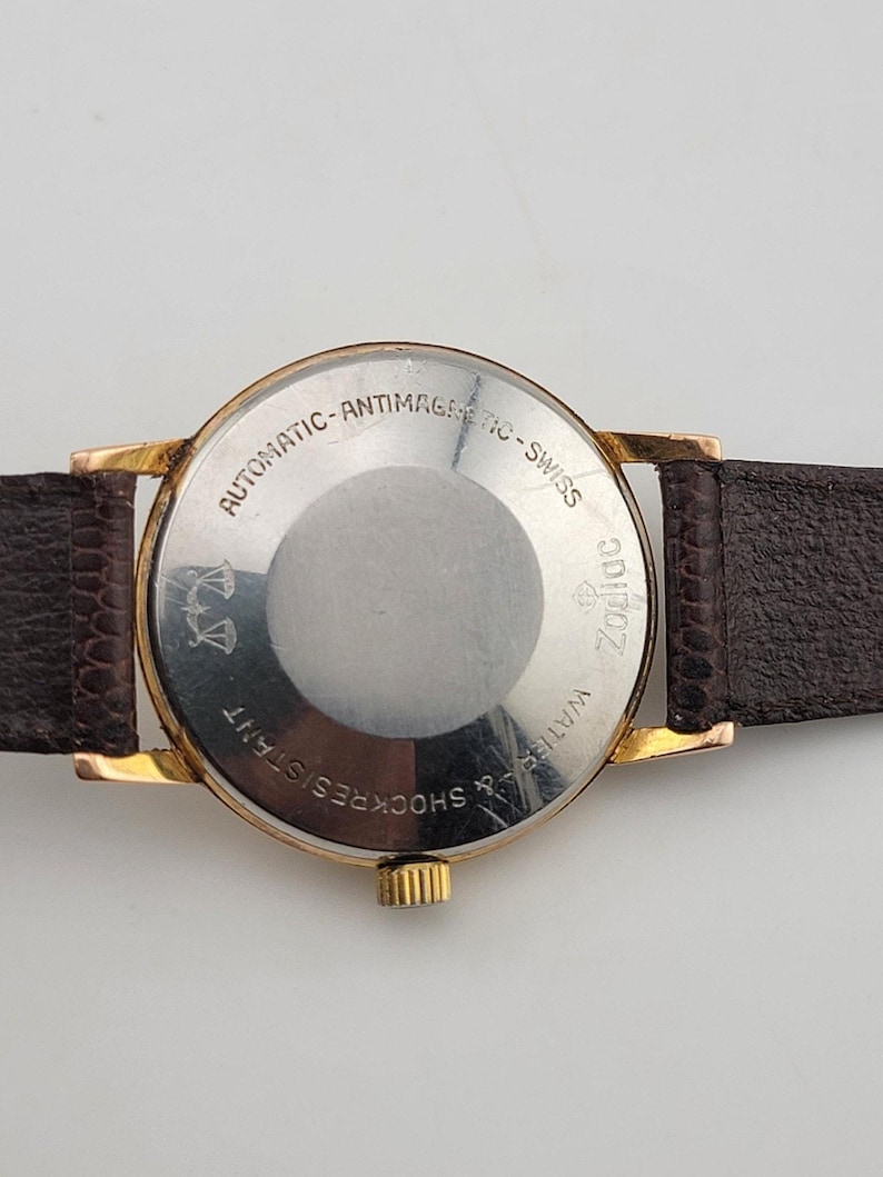 1960s Zodiac Automatic Gold Plated Men's Watch - Vintage Timepiece image 10
