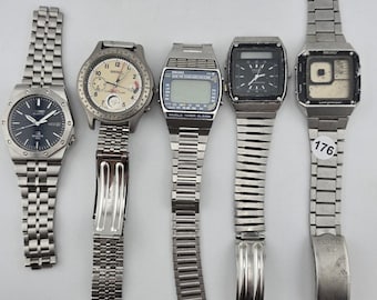 Vtg Seiko Lot Of 5 Collector World Timer Titanium Alarm Chronograph Watches Read