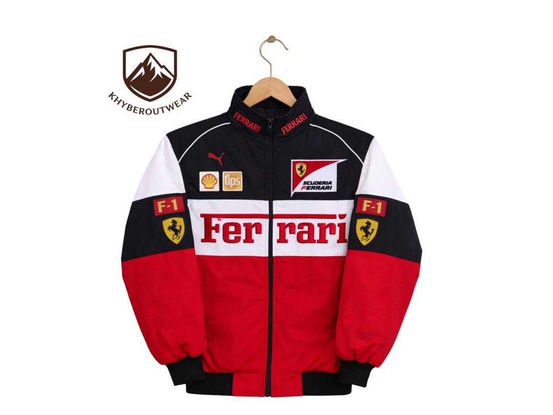 Ferrari Style Racing Jacket Red Black White Motorsport Bomber Jacket - Etsy