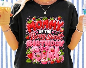 Mommy of the Berry Sweet Birthday Girl PNG: Strawberry Birthday Mama png Berry Party clipart printable (Digital Download)