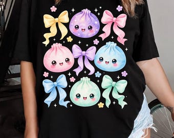 Kawaii Dumpling PNG, Cute Pastel Anime Food Shirt, Dumpling Lover Kids Design, J-Pop Aesthetic Sublimation Digital Download