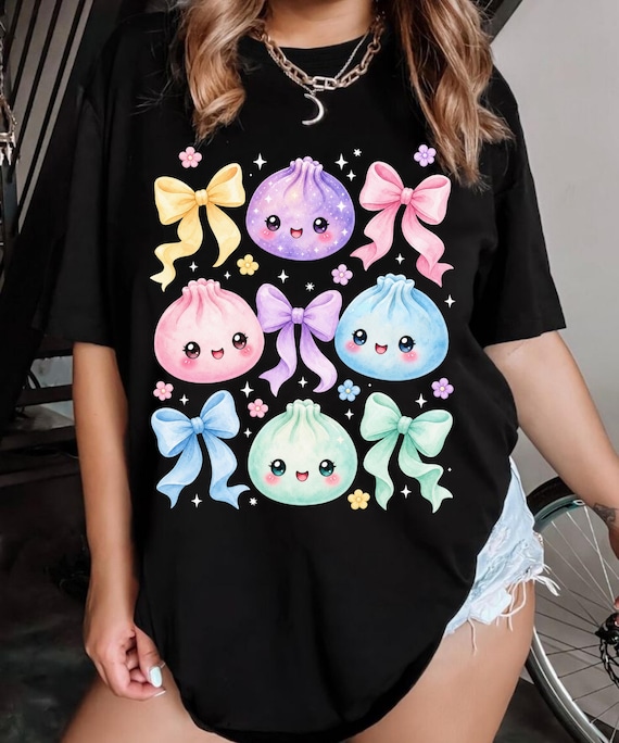 Kawaii Dumpling PNG, Cute Pastel Anime Food Shirt, Dumpling Lover Kids Design, J-Pop Aesthetic Sublimation Digital Download