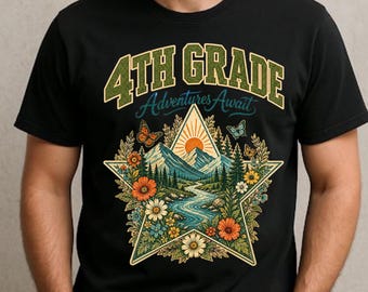 4th Grade Teacher Camper Camping Hiking Adventure Awaits PNG: Fourth Grade Teacher png Outdoor Nature School Adventure (Digital Download)