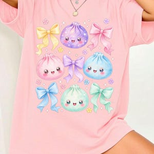 Kawaii Dumpling PNG, Cute Pastel Anime Food Shirt, Dumpling Lover Kids Design, J-Pop Aesthetic Sublimation Digital Download image 10