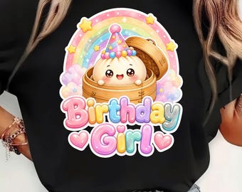 Happy Birthday Girl Kawaii Dumpling Anime PNG: Cute Birthday Clipart, Birthday Party png, Kawaii Dessert Graphics (Digital Download)