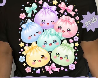 Squishy Queen Dumpling PNG, Cute Kawaii Anime Girl Design, Pastel Birthday Graphic, Adorable Food Character