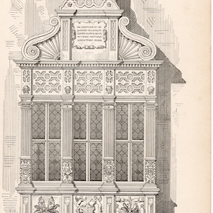 19th Century Gandersheim Abbey Erker Print: German Engraving by G. Bohnsack (1880s)
