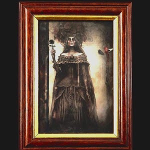 Gothic , dark academia, Victorian Dark Feminine Art, Mixed Media (6x4)