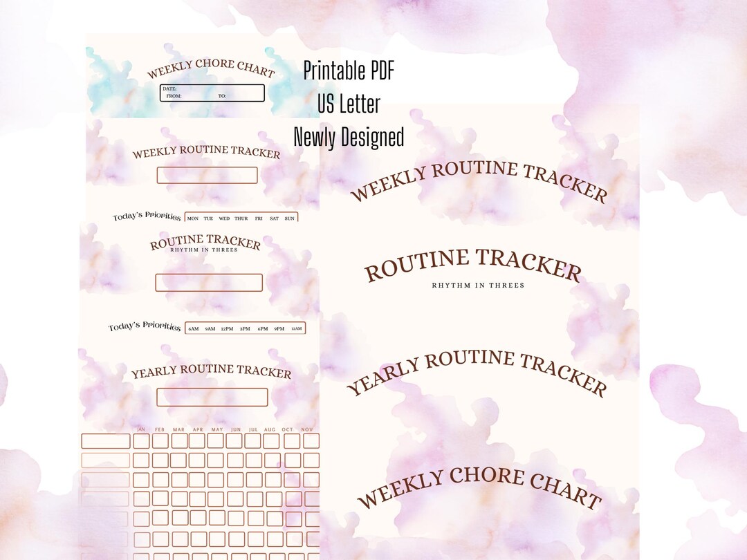 Productivity Planner, Yearly Weekly Routine Tracker, Chore Chart (PDF ...