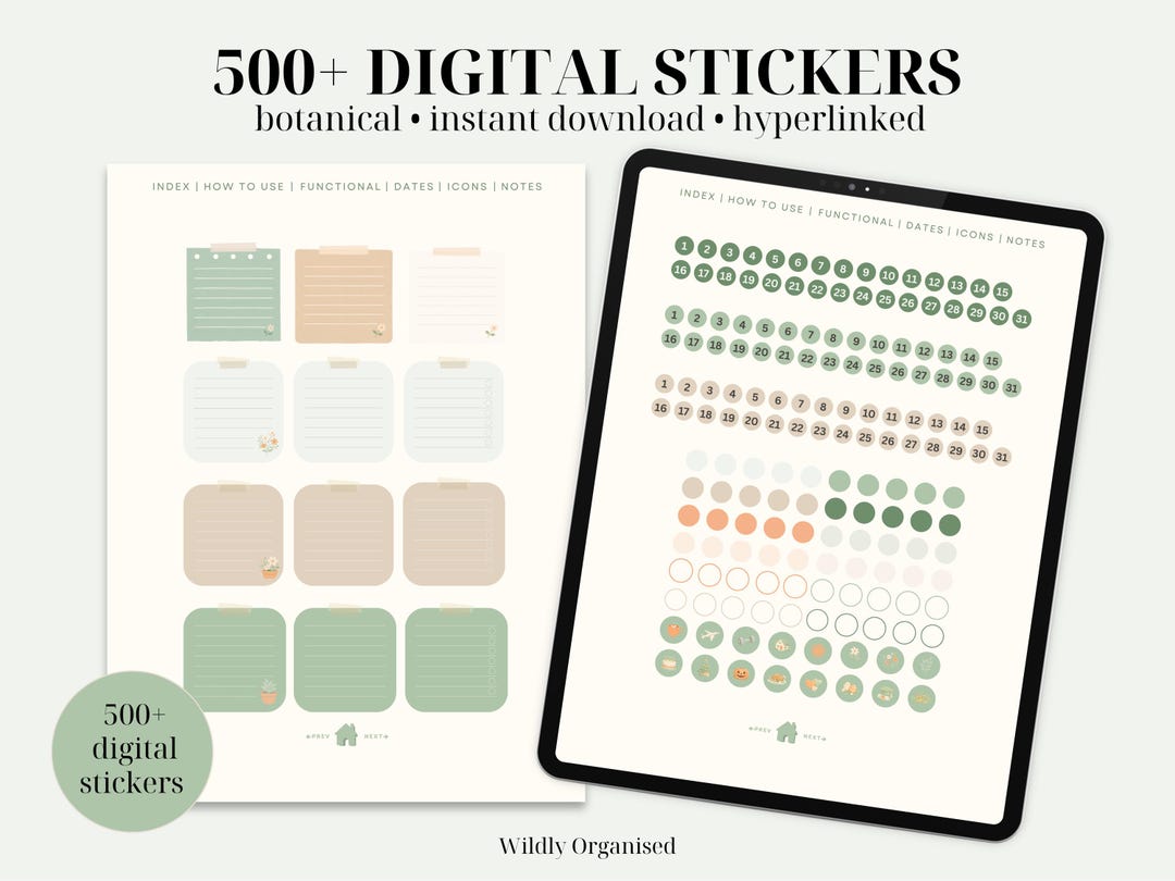 Digital Planner Stickers for Goodnotes | 500+ Botanical Stickers | iPad ...