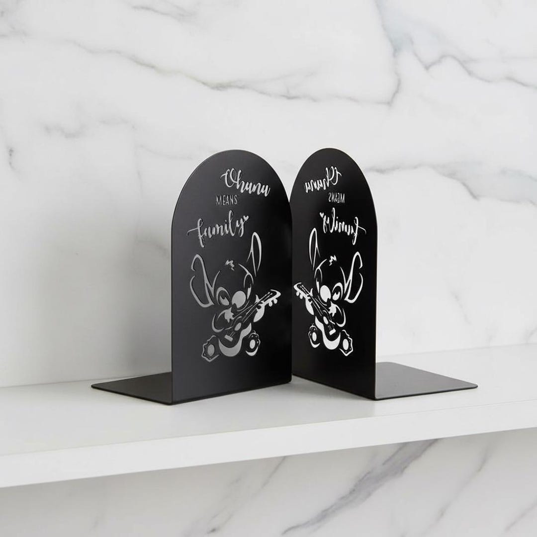 Ohana Means Family Metal Bookends – Cute Alien Musician Desktop Decor ...
