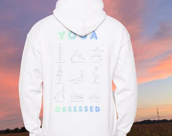 Yoga Obsessed Hoodie, Minimalist Yoga Pose Sweatshirt, Yoga Lover Gift, Zen Aesthetic Pullover, Meditation Hoodie, Yoga Instructor Gift
