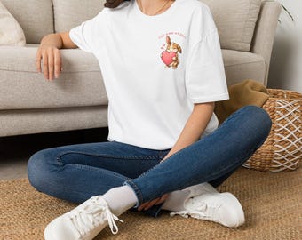 Cute Bunny Heart Pocket Tee | Rabbit Love Shirt | Kawaii Bunny T-Shirt | Animal Lover Tee | Bunny Lover | Gift