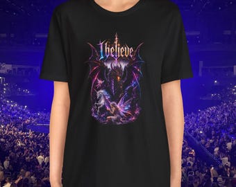 I Believe Dragon Fantasy T-Shirt | Gothic Fairy Graphic Tee | Dark Fantasy Shirt | Mythical Creature Tee | Fantasy Art Gift