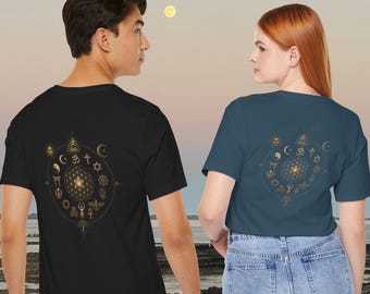 Sacred Symbols T-Shirt | Spiritual Unity Shirt | Flower of Life Tee | Unisex Boho Graphic Shirt | Meditation Gift