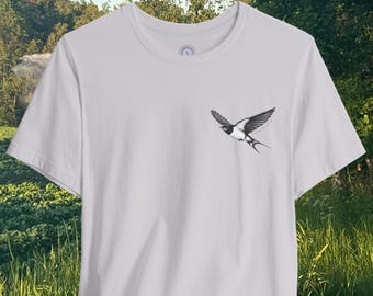 swallow bird t-shirt | flying swallow shirt | minimalist tee | nature lover | birdwatcher fashion | chest print shirt | unisex t-shirt