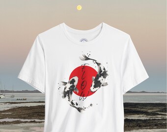 Koi Fish Red Sun Flow T-Shirt | Japanese Ink Circle Tee | Meditation | Japan | Zen