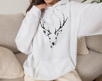 Deer Graphic Hoodie | Ink Illustration | Hirsch | Minimalistic | Spiritual | Animal | Wild life