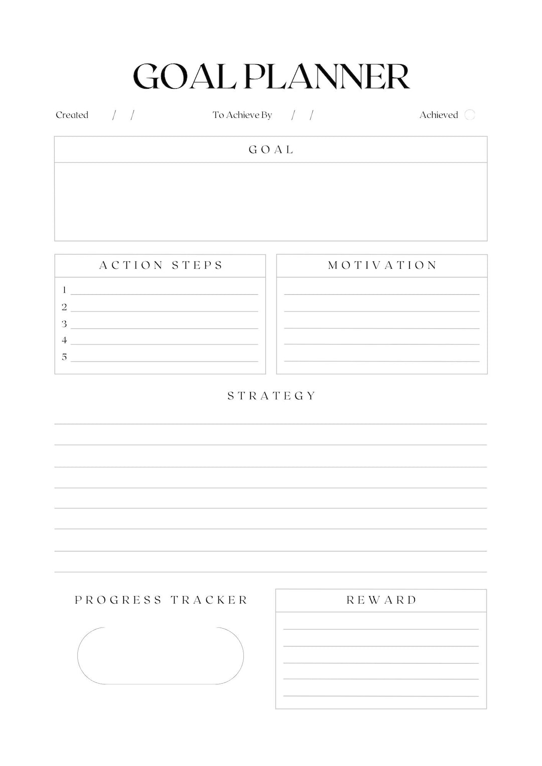 Printable Goal List.pdf Goal Tracker Printable PDF, Personal Goals Planner Page, Instant ...