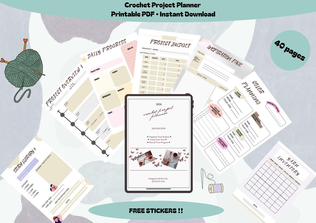 Crochet Project Planner PDF | Amigurumi Organizer, Yarn Tracker ...
