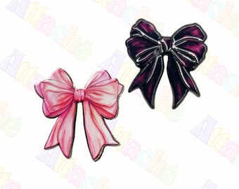 Pink/Purple Bow Enamel Metal Sticker | Coquette Ribbon Decal | 3M Waterproof Laptop Phone Accessory
