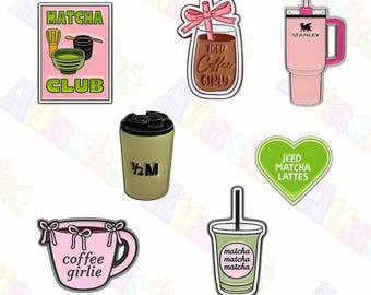 Matcha Coffee Café 3M Metal Sticker - Waterproof Metal Enamel Laptop & Phone Charm