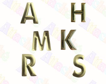Gold Letter Enamel Metal Sticker | Initial Alphabet Decal |  Laptop & Phone Sticker | Waterproof 3M