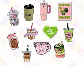 Matcha & Coffee Café 3M Metal Sticker - Waterproof Metal Enamel Laptop Phone Charm