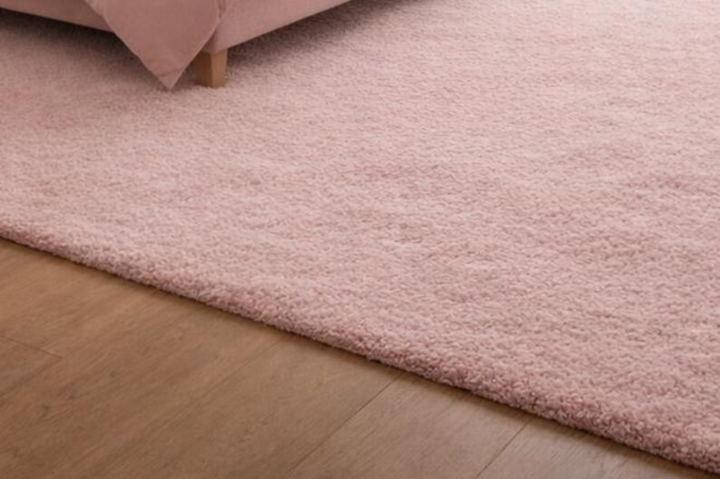 Blush Pink Tufted Plush Rug | Soft Modern Minimalist Carpet for Bedroom ...
