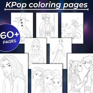 Demon Hunters kpop Coloring Pages | 40 K-pop coloring book for kids | Demon Hunters Characters | coloring sheets kids | Digital Download, kpop coloring, png coloring, bts, hunter coloring page, digital coloring, kids activity, pdf coloring, printable coloring, demon hunters kpop, instant download, kpop book activity, kpop demon hunters, music coloring page