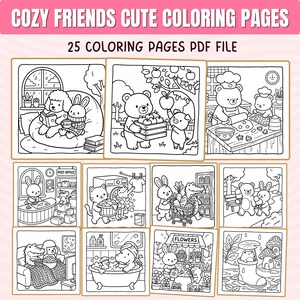Cozy Friends Cute Coloring Book: Super Cute Animal Characters Coloring Book by ColorMeCozzy