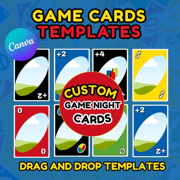 Uno Card Template Editable Canva Playing Card Template Printable Blank Card You Can Personalize with Color, Size, and Your Own Photos.