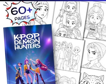 60 K-pop coloring pages for kids | Demon Hunters kpop Coloring Pages | Demon Hunters Characters | coloring sheets kids | Digital Download