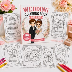 Wedding Coloring Book, Wedding Coloring Pages, Wedding Coloring Sheets, Kids Wedding Coloring Book, Wedding Activity Book for Kids, 31 pages