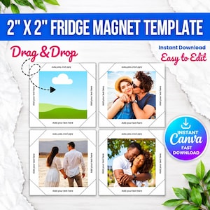 2x2 Square Fridge Magnet Template, Photo Magnet Template, Magnet Maker Template, Magnet Machine Template, Magnet Template, Canva Editable