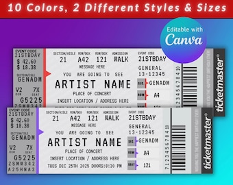 Ticketmaster Ticket  Editable Concert Ticket Template  Surprise Concert Tickets  Birthday Gift  Custom Event Ticket  Gift for her/him