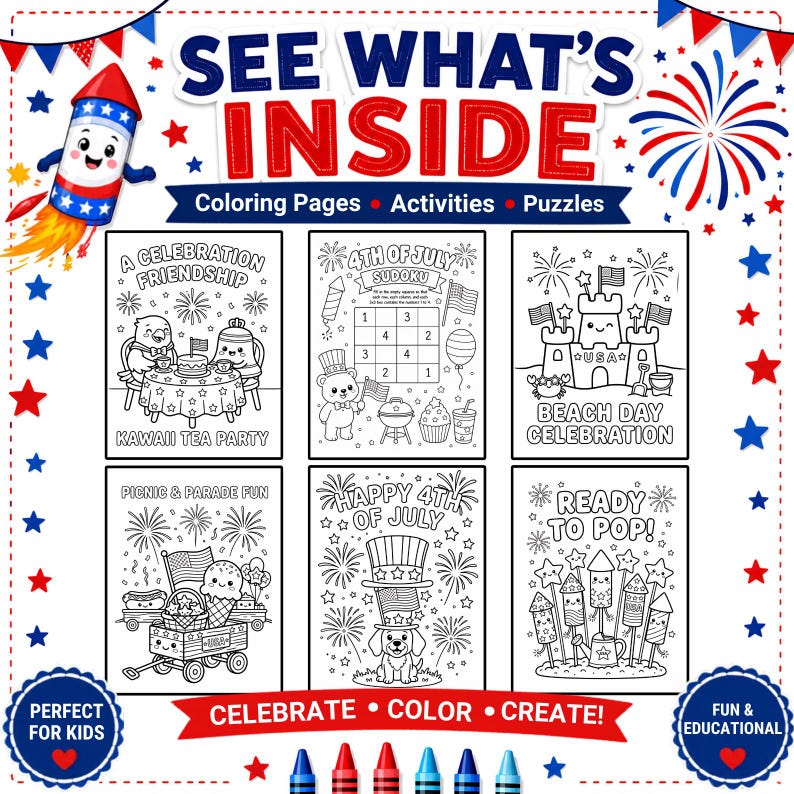 july 4th coloring, 4th of july coloring, patriotic coloring, 4th of july activity, summer coloring book, kids summer coloring, summer coloring page, coloring printables, coloring sheets kids, july 4th printables, independence day, kids coloring pages, printable july 4th