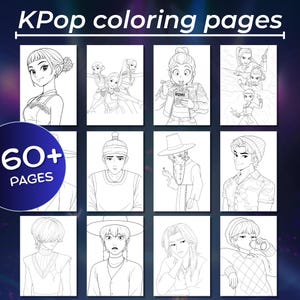 Demon Hunters kpop Coloring Pages | 40 K-pop coloring book for kids | Demon Hunters Characters | coloring sheets kids | Digital Download, kpop coloring, png coloring, bts, hunter coloring page, digital coloring, kids activity, pdf coloring, printable coloring, demon hunters kpop, instant download, kpop book activity, kpop demon hunters, music coloring page