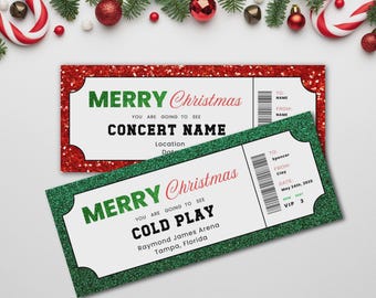 Christmas Concert Fake Ticket | Surprise Gift Voucher | Surprise Concert Show Printable Template | Instant Download Stocking Stuffer