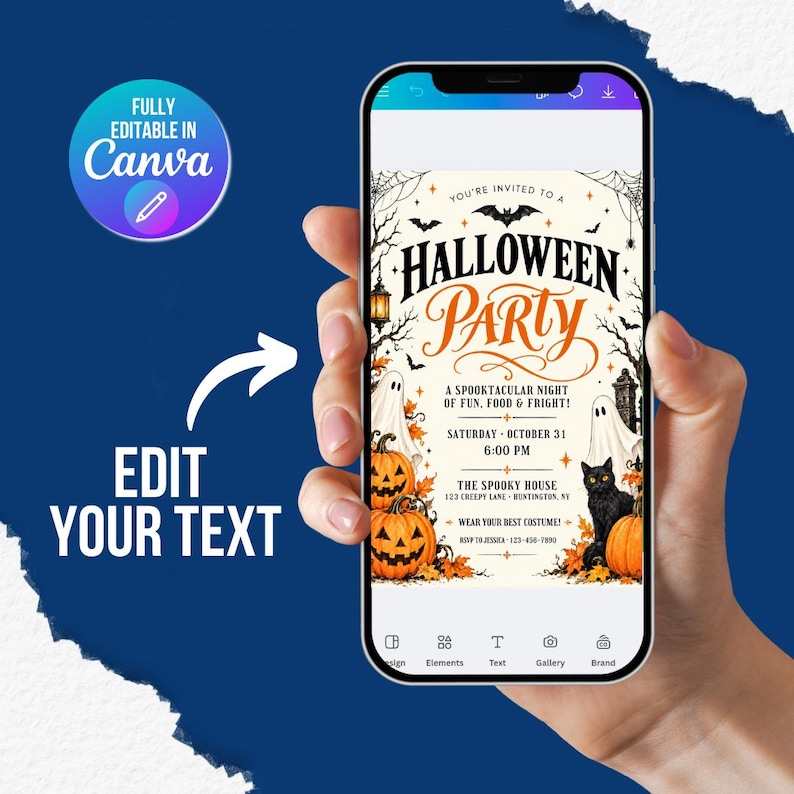 Halloween Party Invitation, Halloween Invitation Template Printable Invite Lets Get Spooky Ghost Party, Canva Template (Digital Download), ornate invitation, gothic invitation, gothic party invite, witch invitation, black white invite, halloween invite, spooky party invite, victorian gothic, adult halloween, editable invite, halloween party, printable invite, vintage halloween