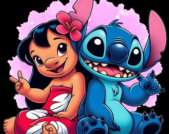 Naszywka termotransferowa Lilo & Stitch DTF | Nadruk na koszulce do prasowania | Gotowa do prasowania