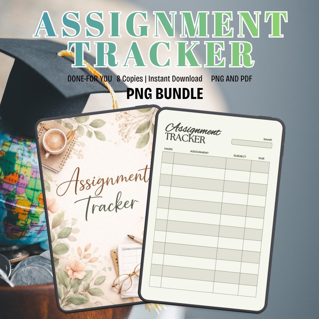 Assignment Tracker PDF PNG | Student Academic Study Planner | Homework ...