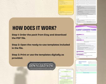Plantilla de formulario de consentimiento del cliente / Acuerdo de exención de responsabilidad legal (descarga digital en PDF)