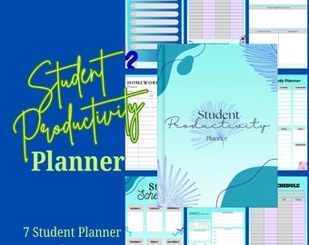 Planejador de Produtividade Estudantil PDF PNG | Ferramenta de Estudo para Sucesso Acadêmico | Organizador Escolar Universitário | Kit de Acompanhamento de Prazos e Tarefas Diárias