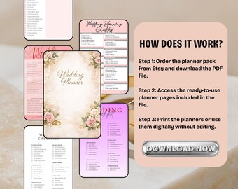 Planificador de bodas y diario nupcial / Cronograma de compromiso, seguimiento del presupuesto (PDF)