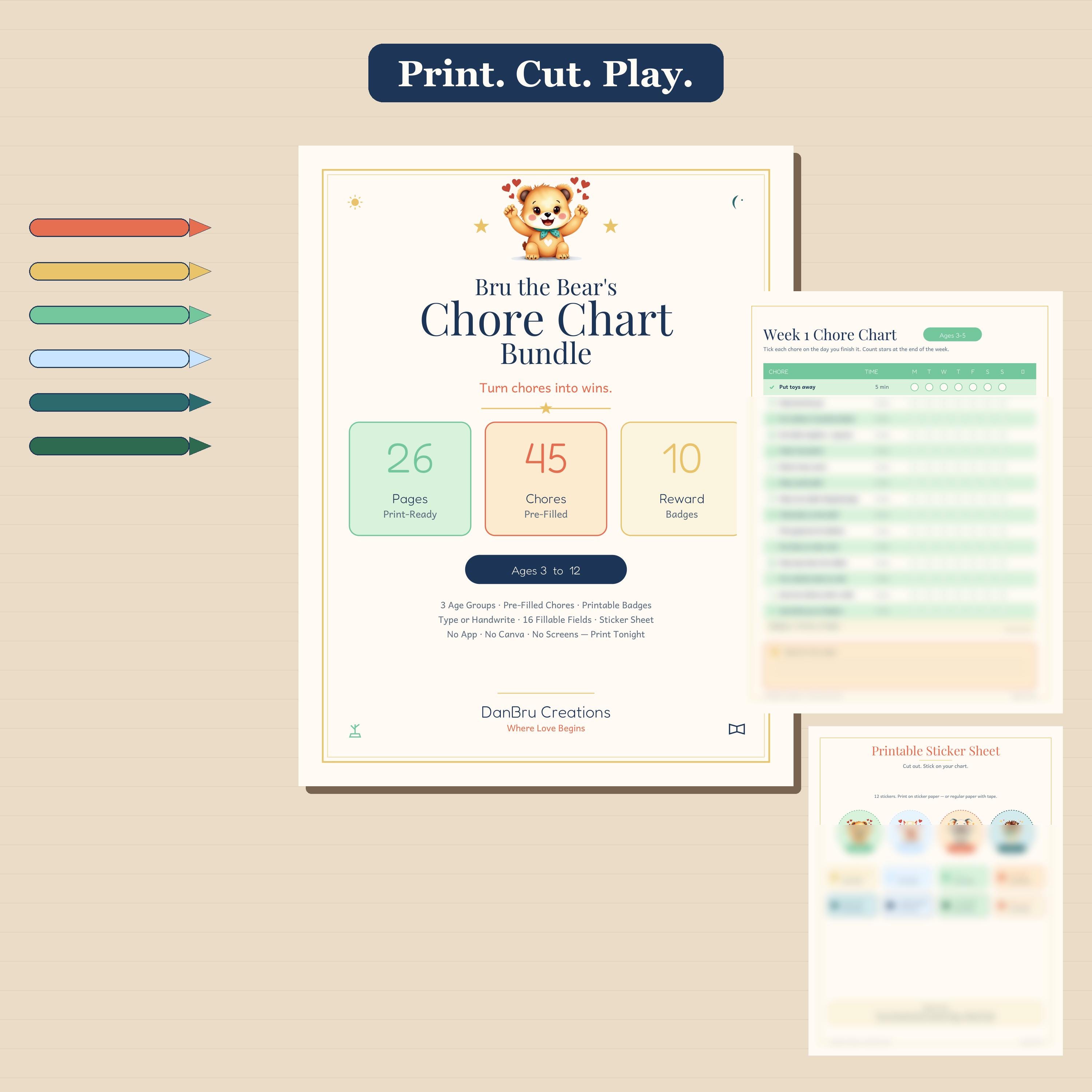 Kids Chore Chart Printable Hedgehog Theme, 26 Page Reward Bundle ...