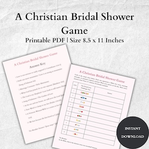 Bridal Shower Game | Bible Verse Scripture Match | Minimalist Wedding Game | Faith Based Bridal Shower Activity