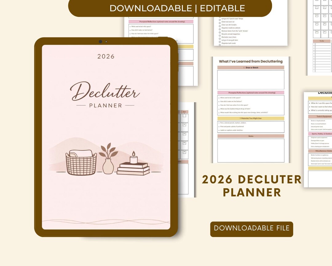 2026 Declutter Planner, Home Organization Workbook, Minimalist Life Tracker, Room by Checklist ...