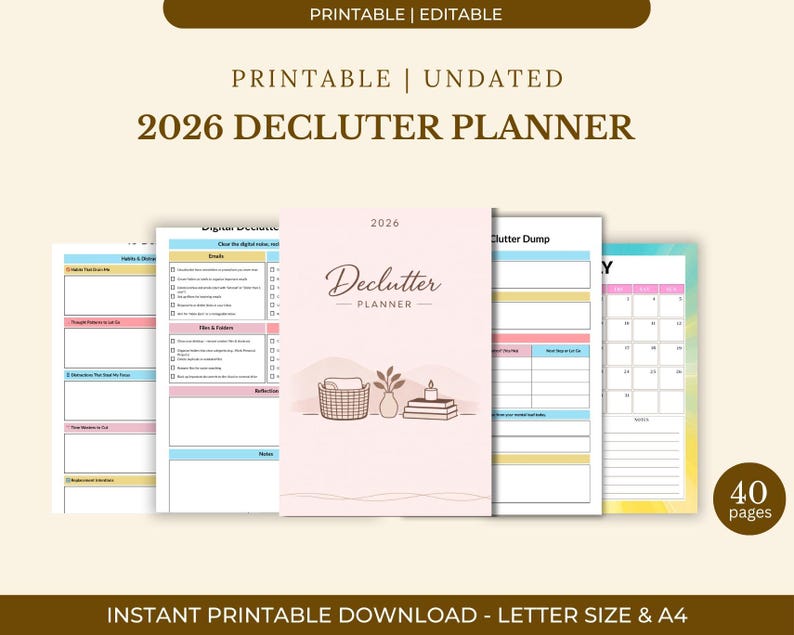 2026 Declutter Planner, Home Organization Workbook, Minimalist Life Tracker, Room by Checklist ...