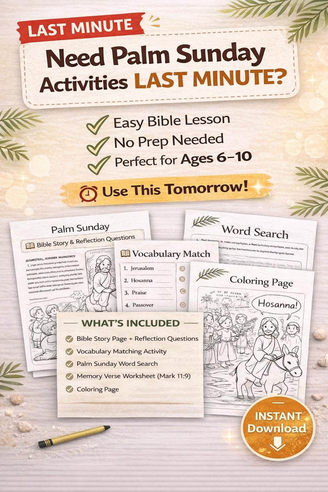 Last Minute Palm Sunday Activities for Kids (ages 6–10) | No Prep Bible ...